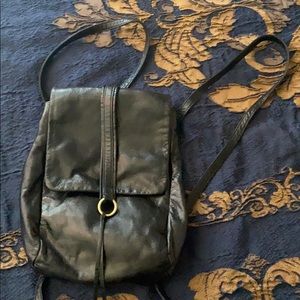 black leather mini backpack